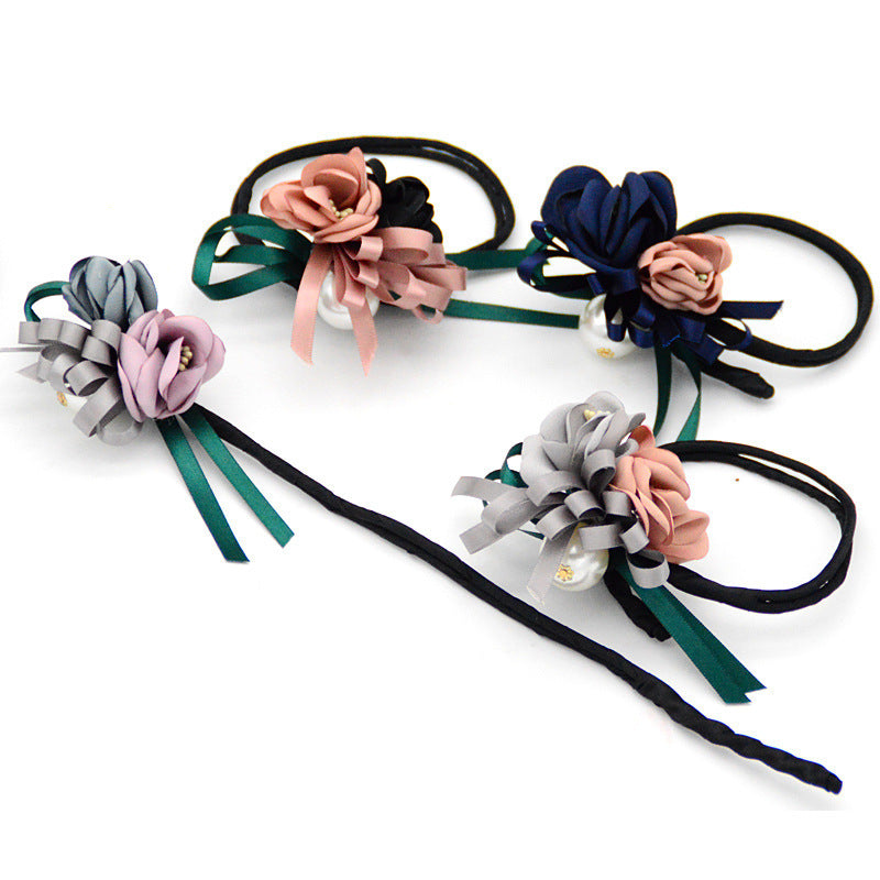 Bun Hair Half Bun Pearl Flower Hair Plate Hair Elastic Korean Styling Headdress Hair Accessories