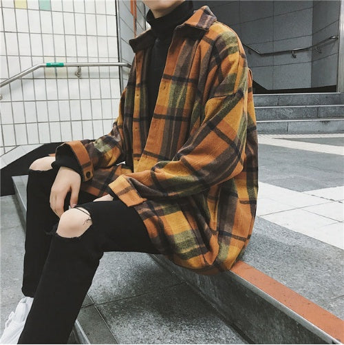 Men's Men's Shirt New Woolen Loose Long Sleeve Shirt Casual Fashion Apparel